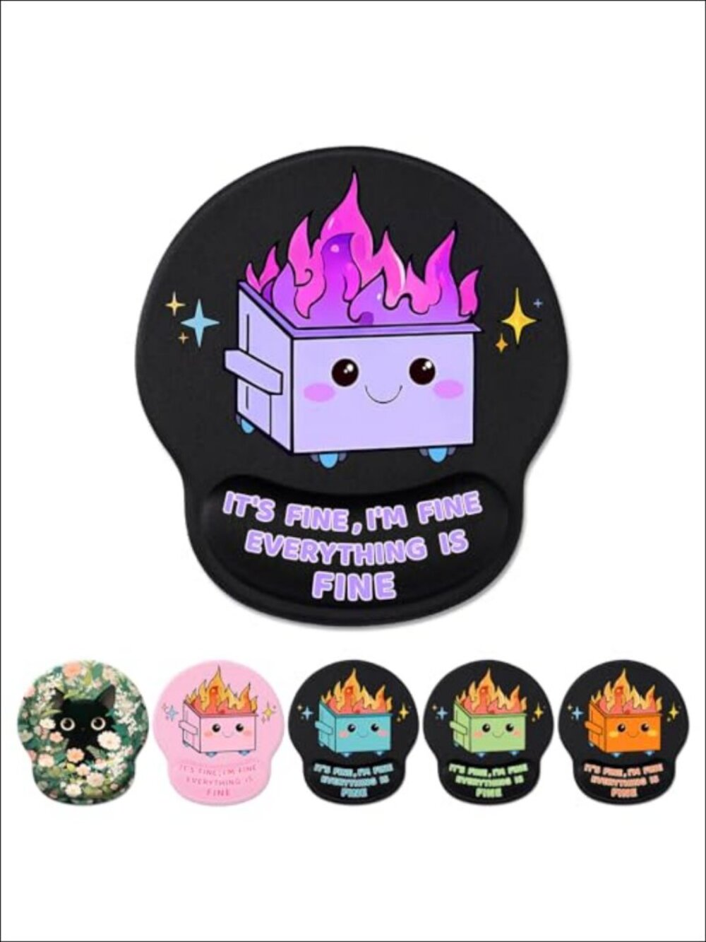 Ergonomic Gel Mouse Pad with Wrist Support Dumpster on Fire Desk Decor